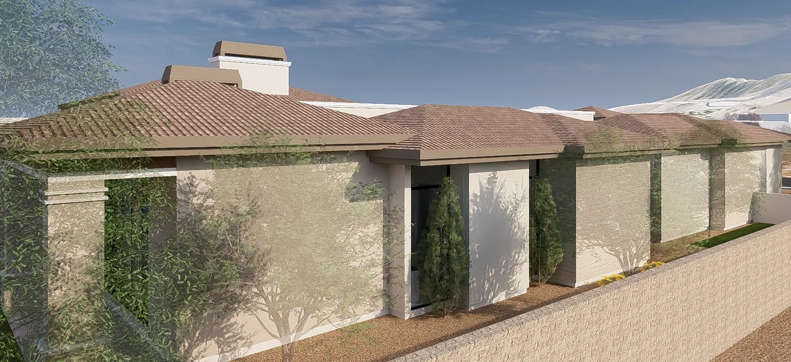 Side elevation along the perimeter wall